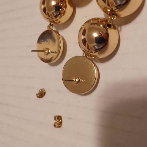 4/$40 New Large Gold Beaded Earrings - Picture 3 of 4